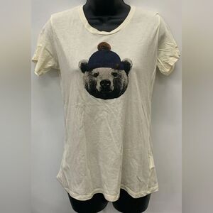 Columbia Sportswear Women's Off White Bear Logo Short Sleeve T-Shirt Size L